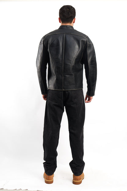 1990 DGO Heavy Leather Moto Jacket (M)