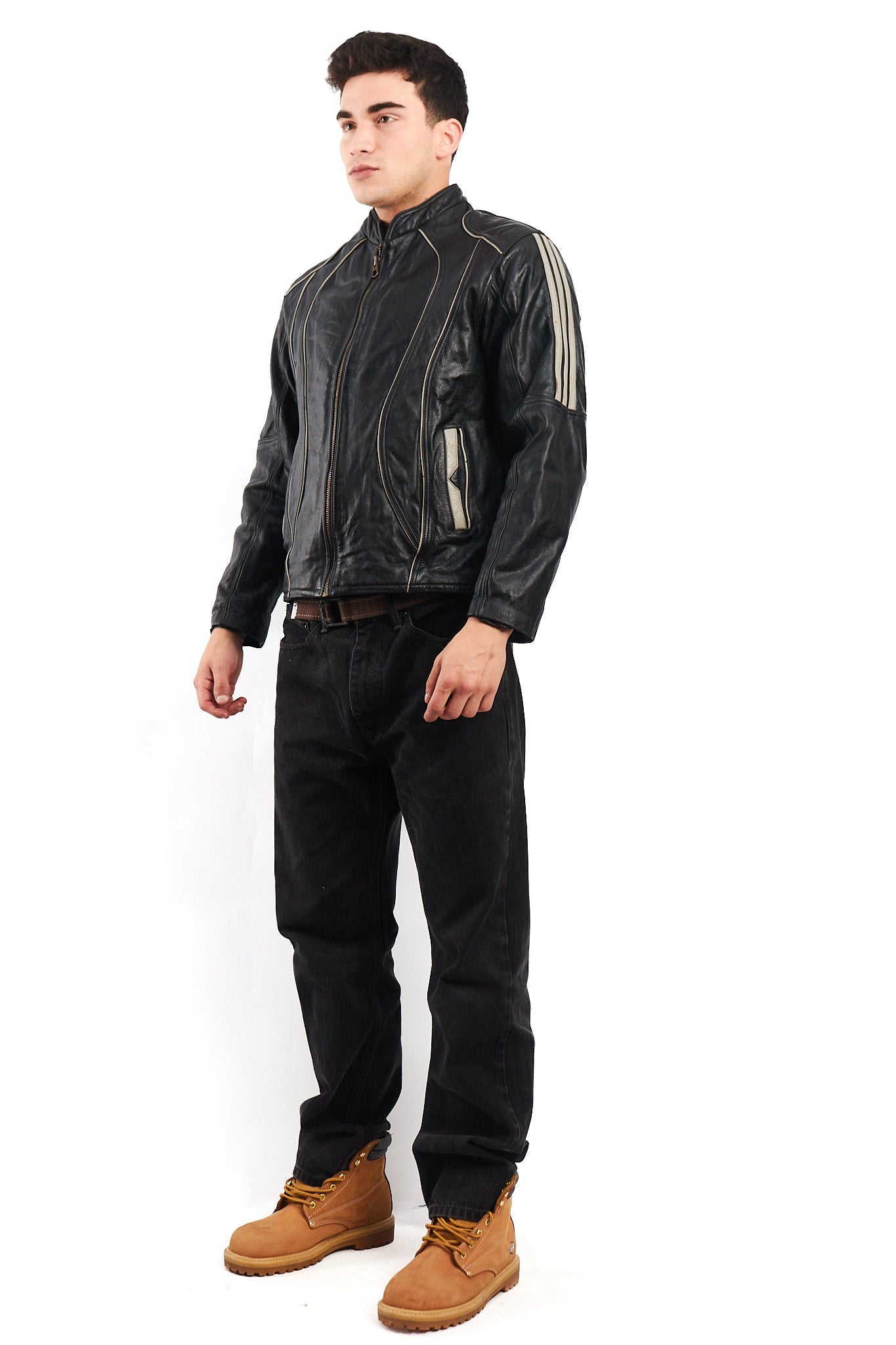 Vintage Heavy Leather Moto Jacket (M)