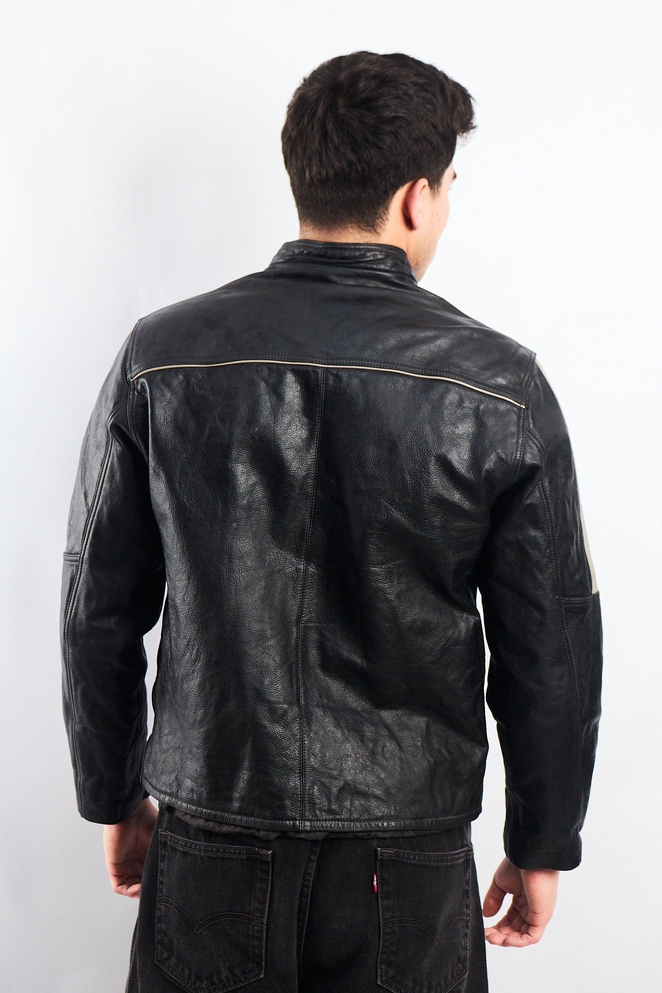 Vintage Heavy Leather Moto Jacket (M)