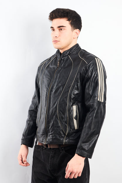 Vintage Heavy Leather Moto Jacket (M)
