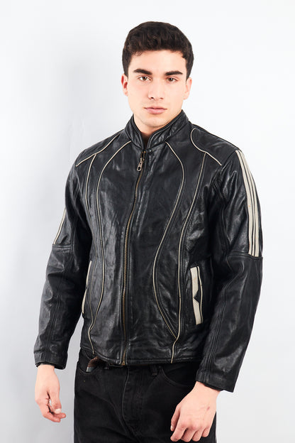 Vintage Heavy Leather Moto Jacket (M)