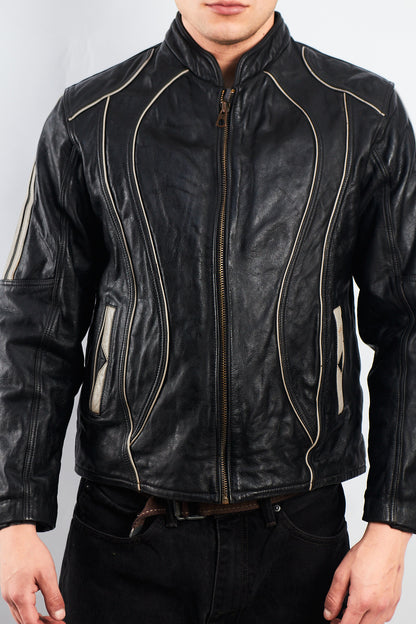 Vintage Heavy Leather Moto Jacket (M)