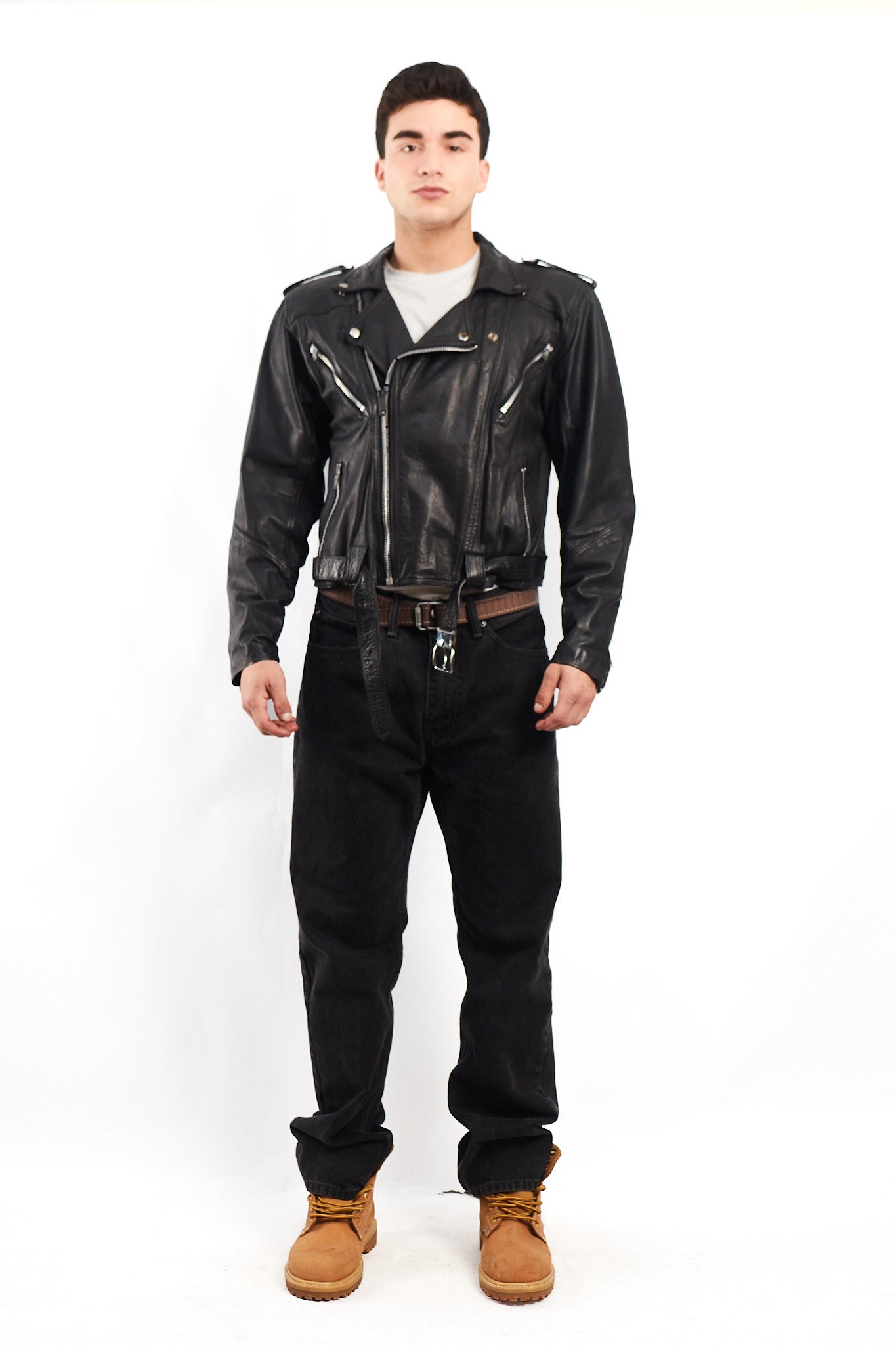 1990 Vintage Leather Biker Jacket (M/L)