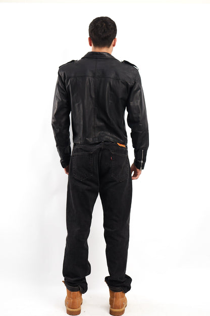 1990 Vintage Leather Biker Jacket (M/L)