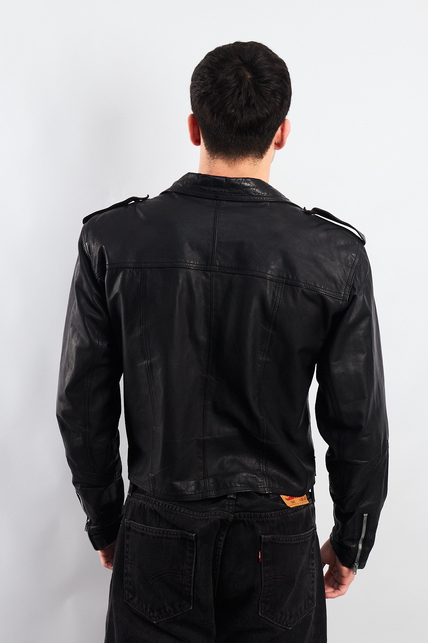 1990 Vintage Leather Biker Jacket (M/L)