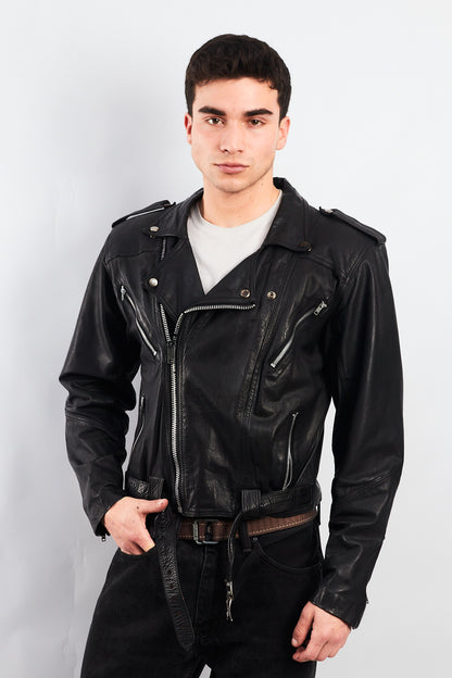 1990 Vintage Leather Biker Jacket (M/L)