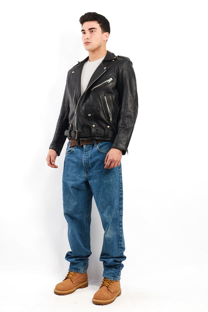 1990 Robert Talbott Leather Biker Jacket (S/M)