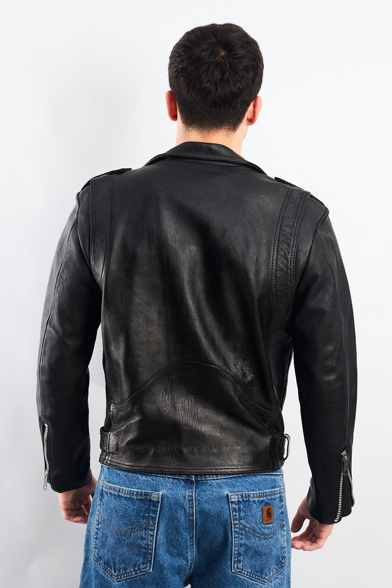 1990 Robert Talbott Leather Biker Jacket (S/M)