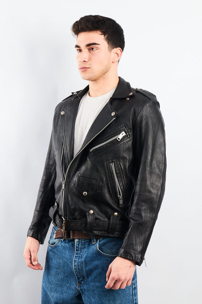 1990 Robert Talbott Leather Biker Jacket (S/M)