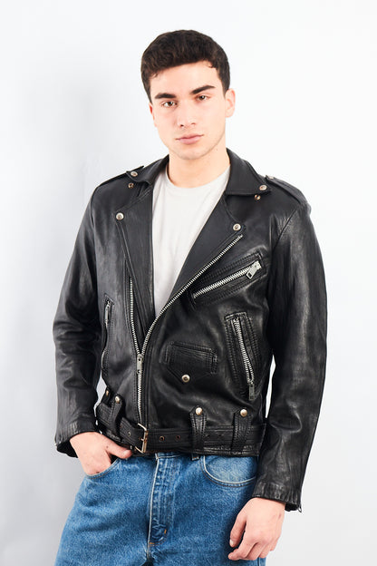 1990 Robert Talbott Leather Biker Jacket (S/M)