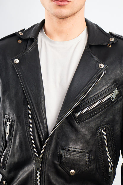 1990 Robert Talbott Leather Biker Jacket (S/M)