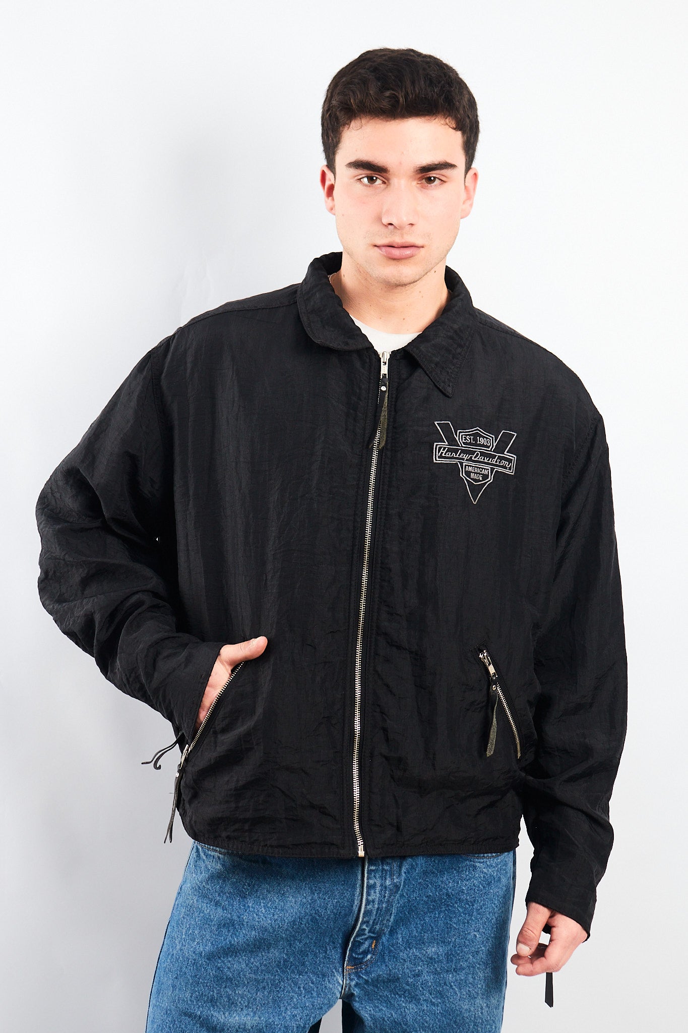 1990 Vintage Harley Davidson Big Logo Windbreaker (L/XL)