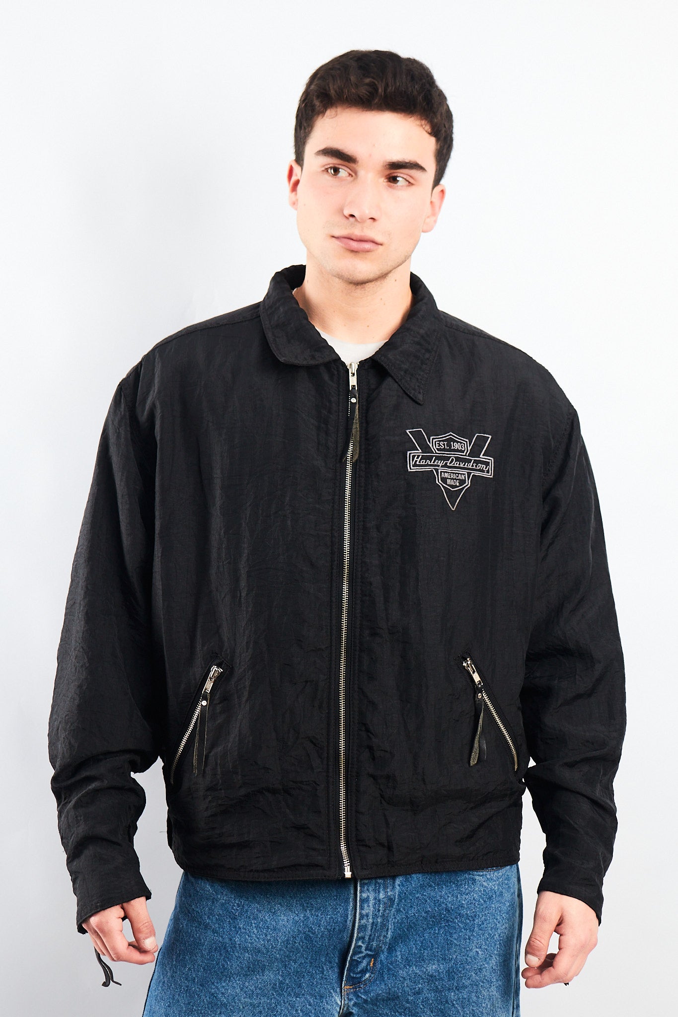 1990 Vintage Harley Davidson Big Logo Windbreaker (L/XL)