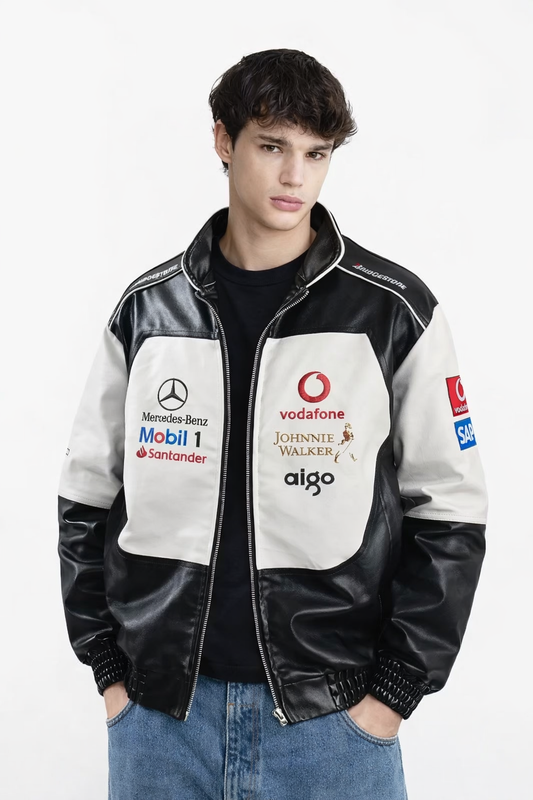 Mercedes Vegan Leather Racing Jacket