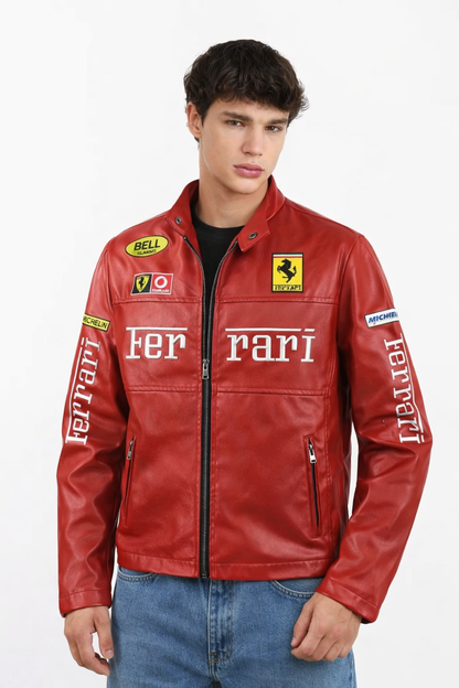 Ferrari Red Vegan Leather Jacket