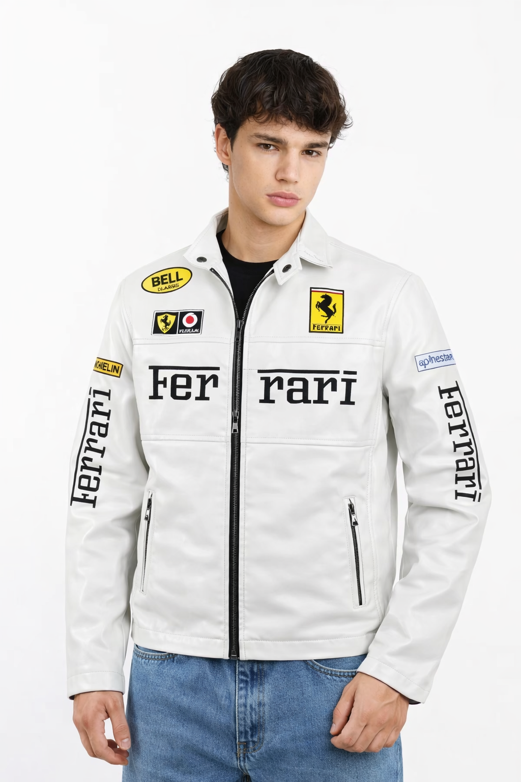 Ferrari White Vegan Leather Jacket