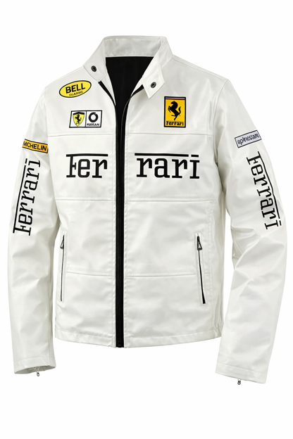 Ferrari White Vegan Leather Jacket