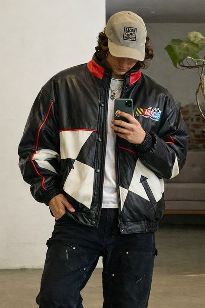 1990 Vintage Nascar Leather Racing Jacket (L)