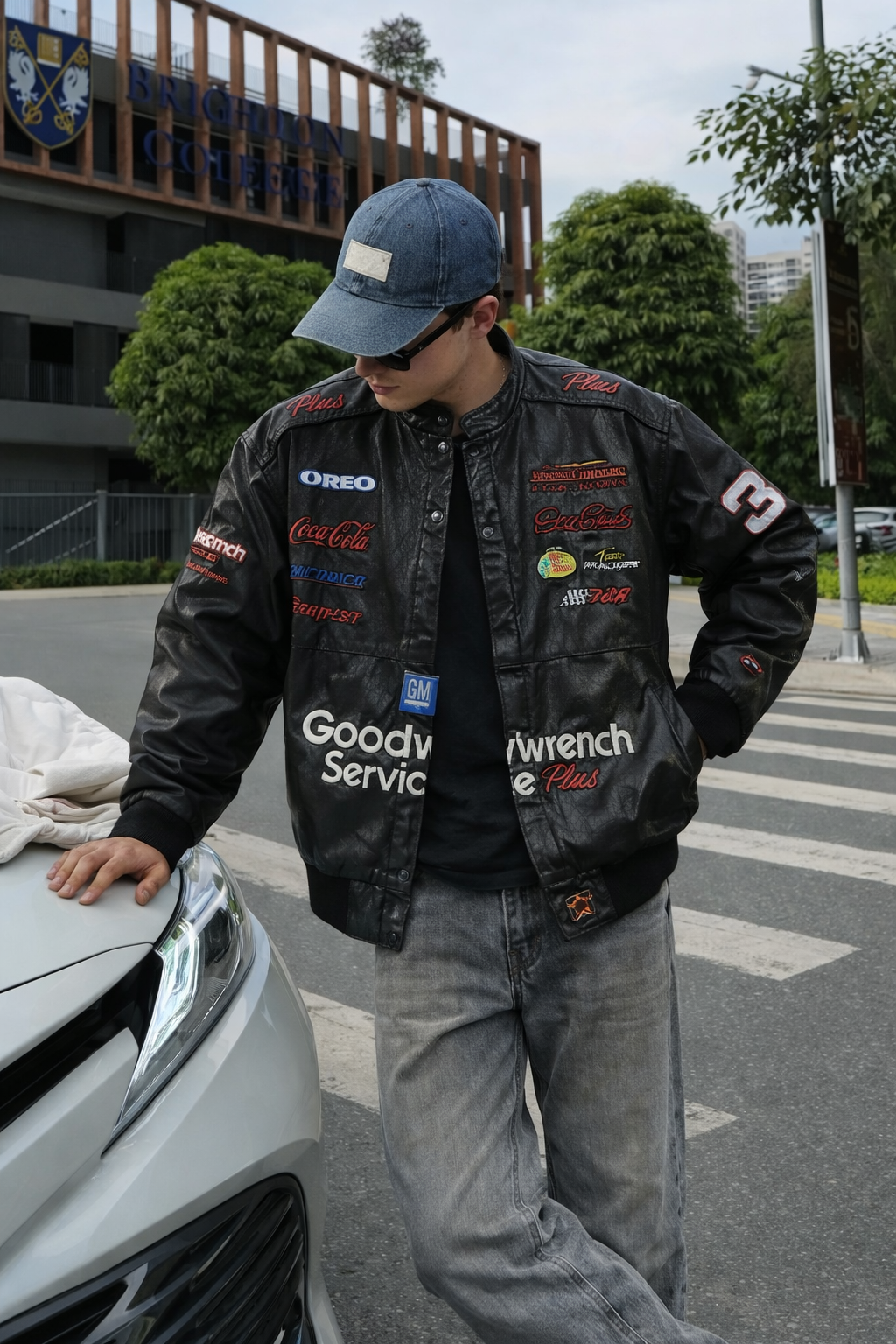 1999 Vintage Jeff Hamilton Nascar Dale Earnhardt Leather Racing Jacket (L/XL)