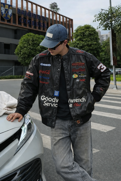 1999 Vintage Jeff Hamilton Nascar Dale Earnhardt Leather Racing Jacket (L/XL)
