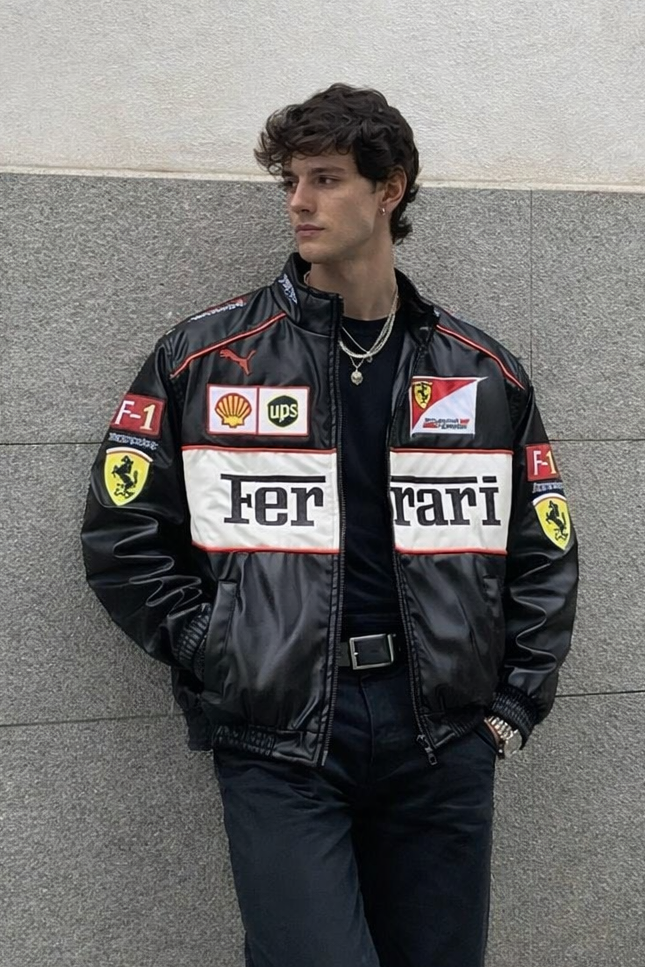 Ferrari White Vegan Leather Jacket
