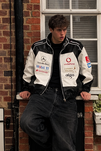 Mercedes Vegan Leather Racing Jacket