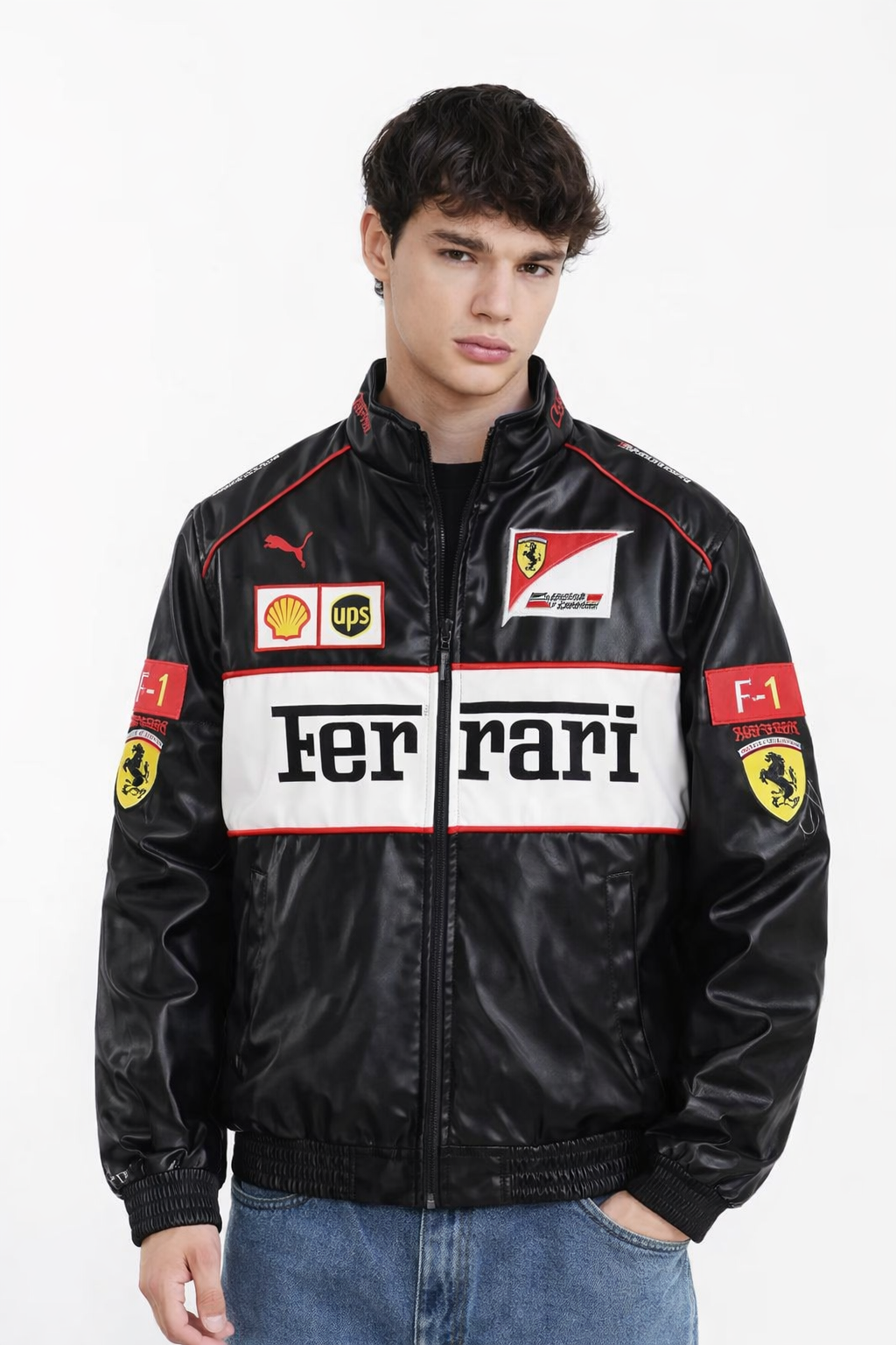 Ferrari White Vegan Leather Jacket