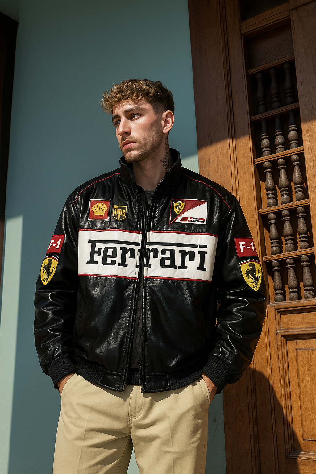 Ferrari White Vegan Leather Jacket