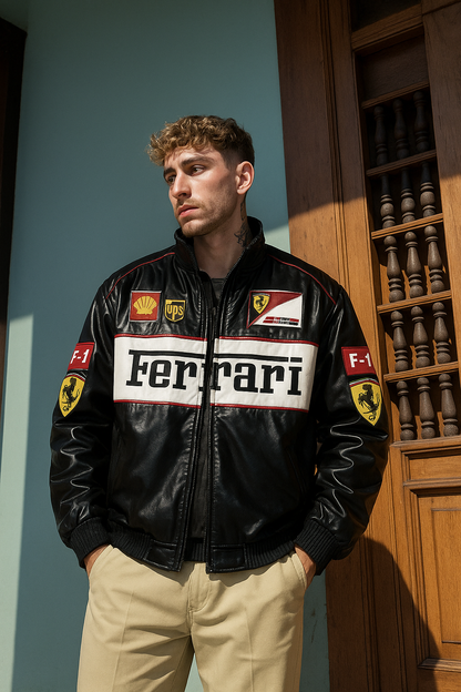 Ferrari White Vegan Leather Jacket