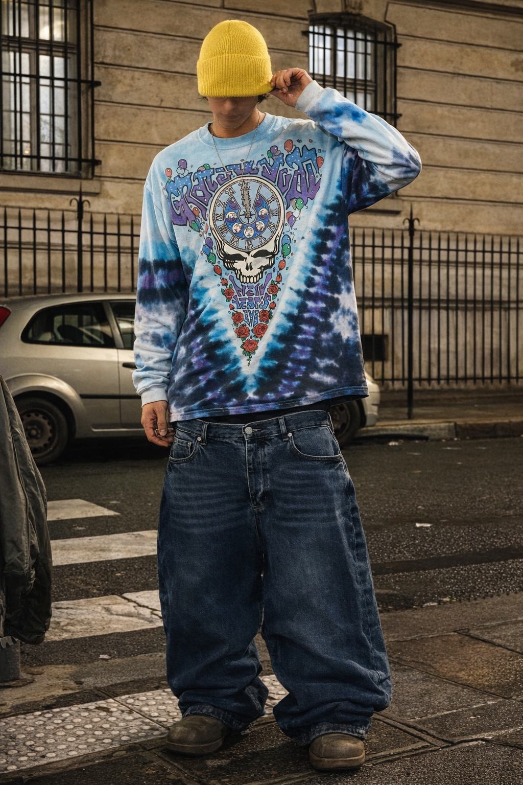 1995 Vintage Liquid Blue Grateful Dead NYE 1990 Tie Dye Longsleeve (M/L)