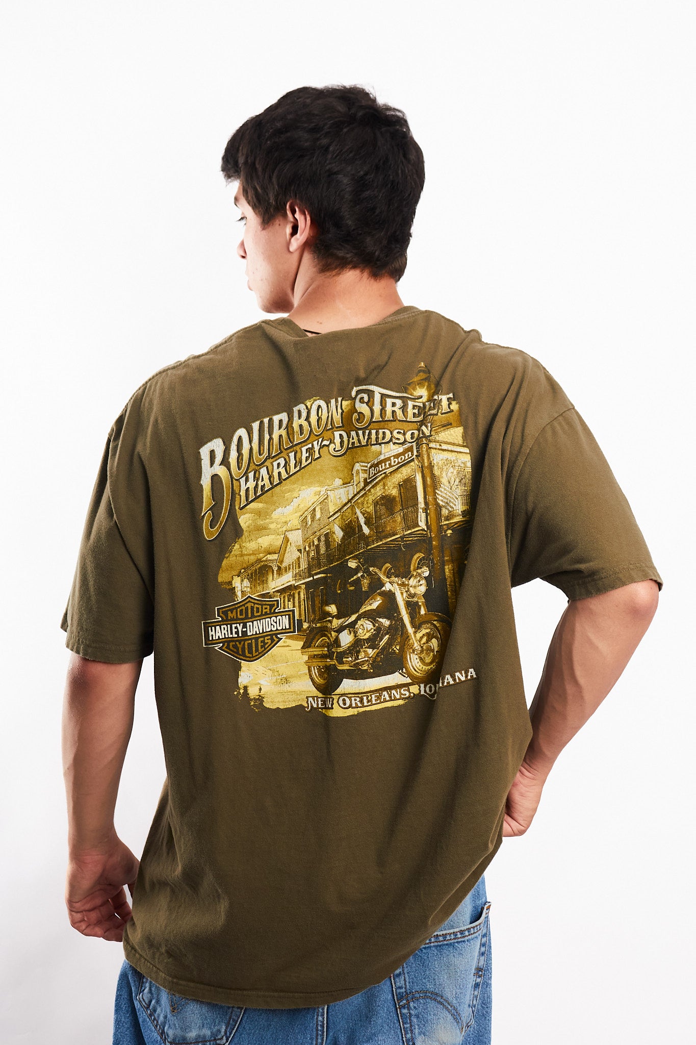 2017 Harley Davidson Olive Green Bourbon Bar Tee (L/XL)