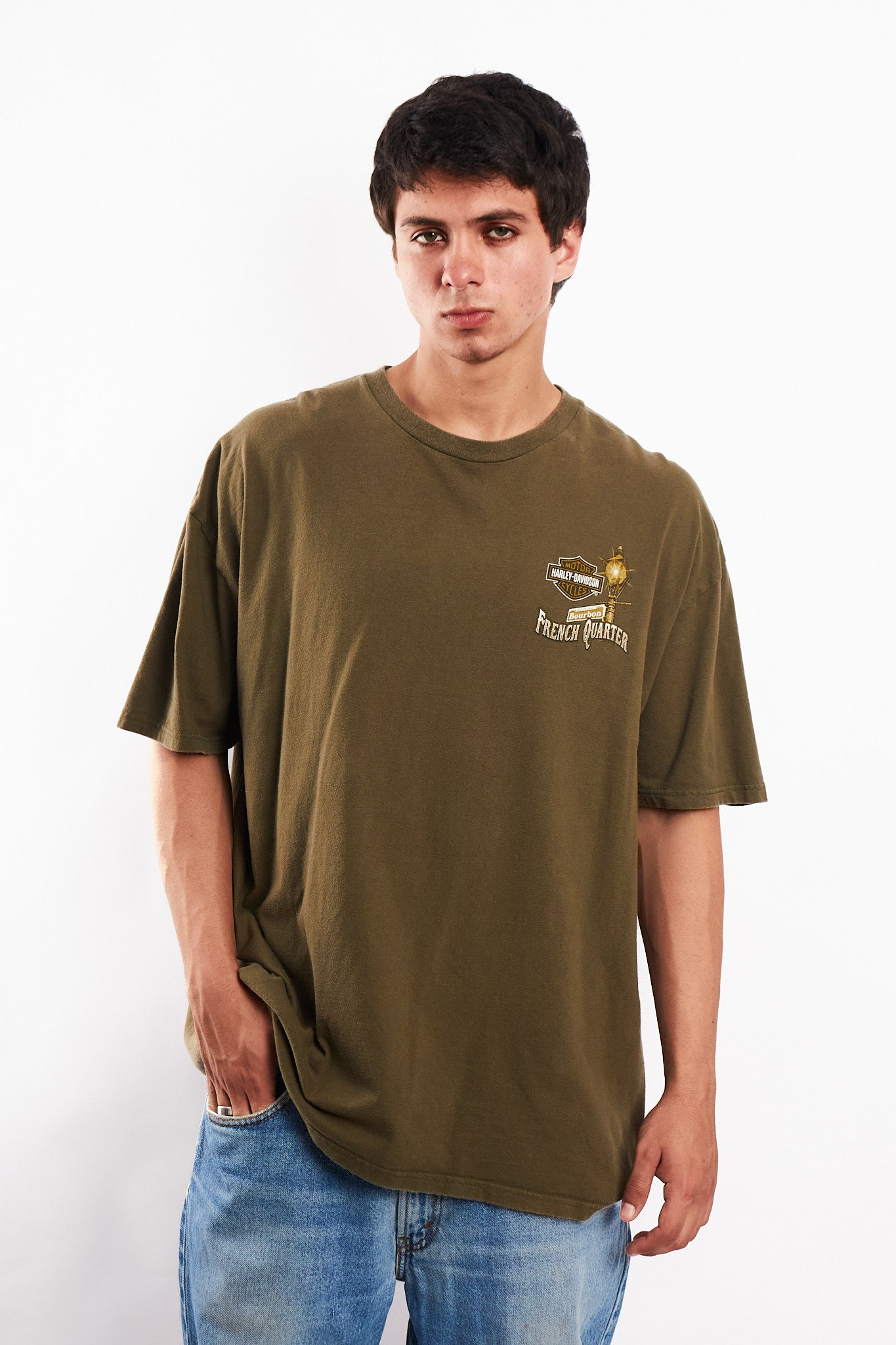 2017 Harley Davidson Olive Green Bourbon Bar Tee (L/XL)