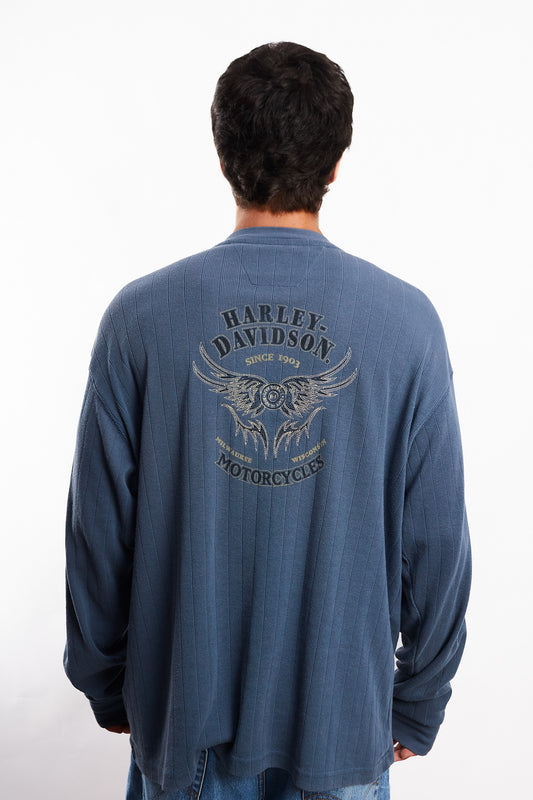 1990 Vintage Harley Davidson Quarter Button Thermal (M/L)