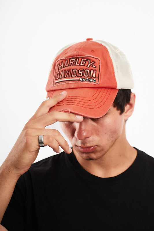 Vintage Harley Davidson Racing Trucker Cap