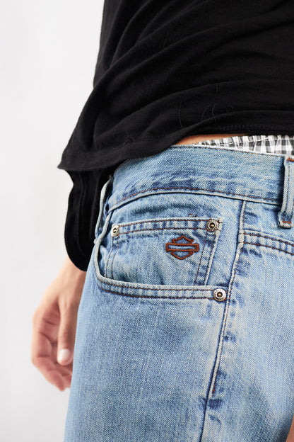 2000 Vintage Y2K Harley Davidson Light Blue Baggy Jean (36/38)