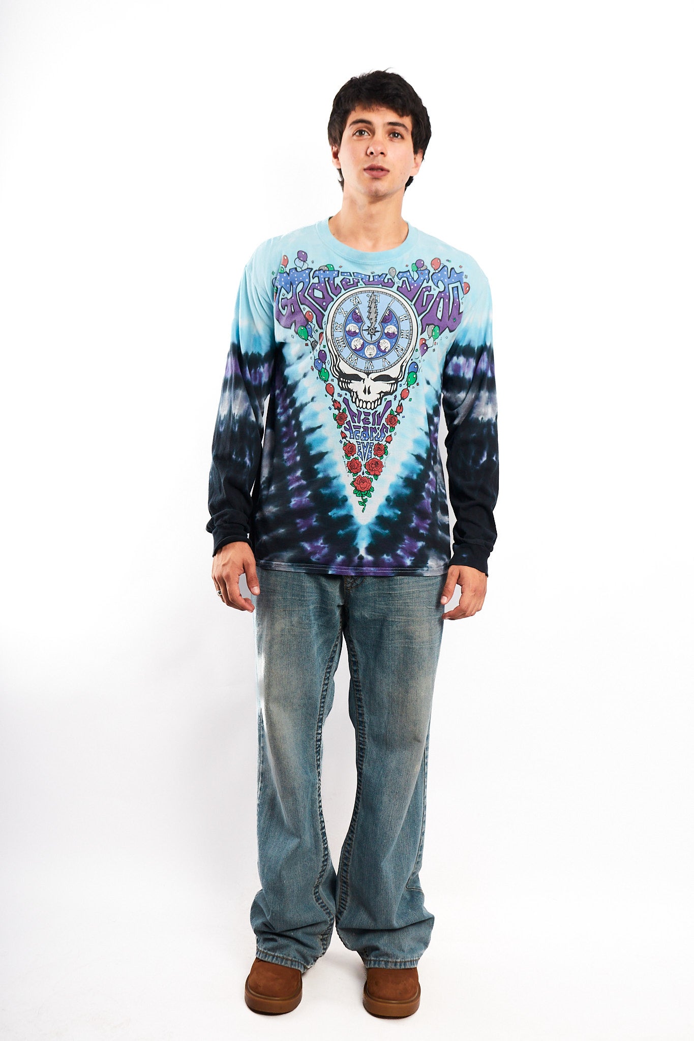 1995 Vintage Liquid Blue Grateful Dead NYE 1990 Tie Dye Longsleeve (M/L)