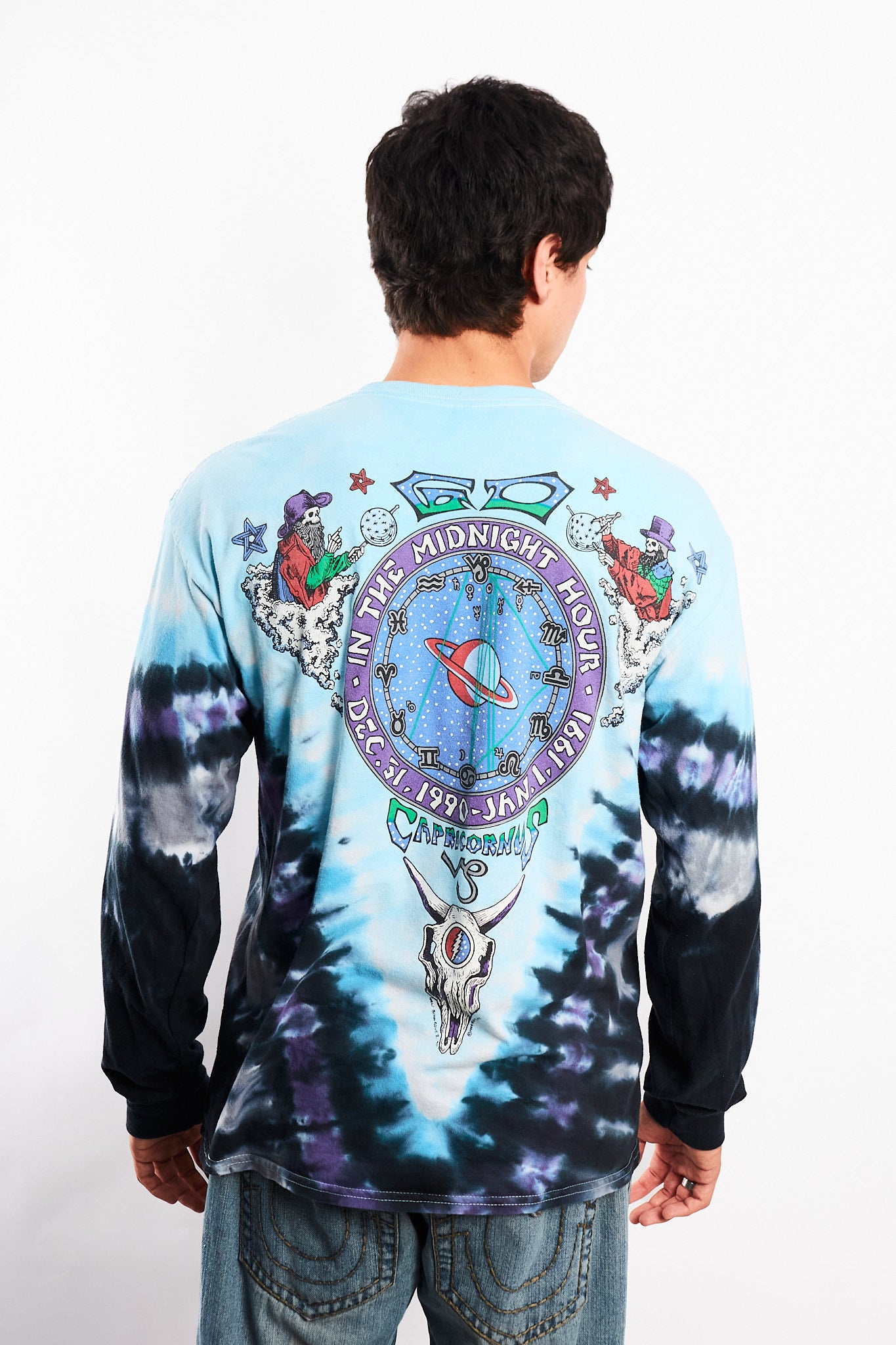 1995 Vintage Liquid Blue Grateful Dead NYE 1990 Tie Dye Longsleeve (M/L)