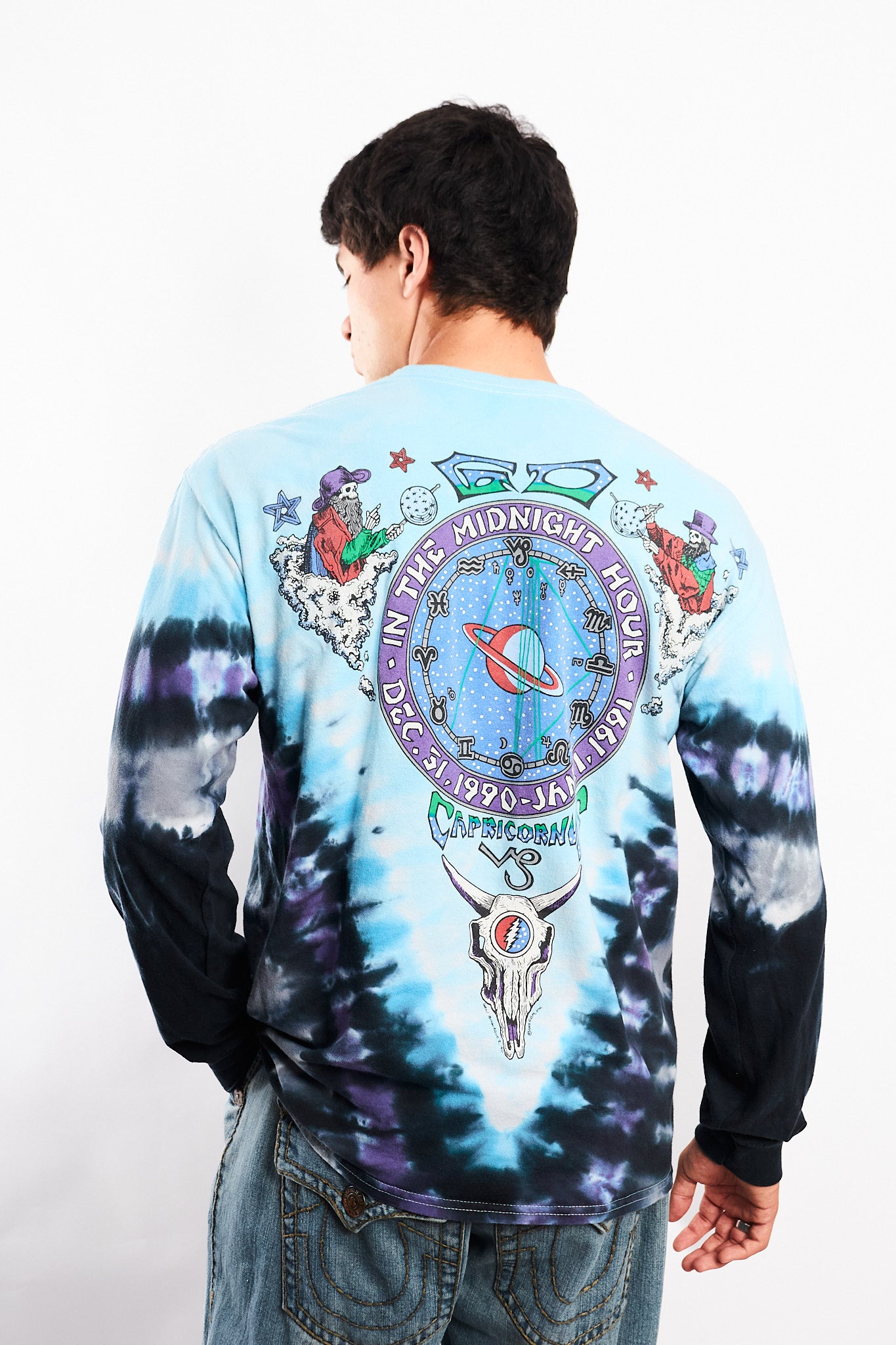 1995 Vintage Liquid Blue Grateful Dead NYE 1990 Tie Dye Longsleeve (M/L)