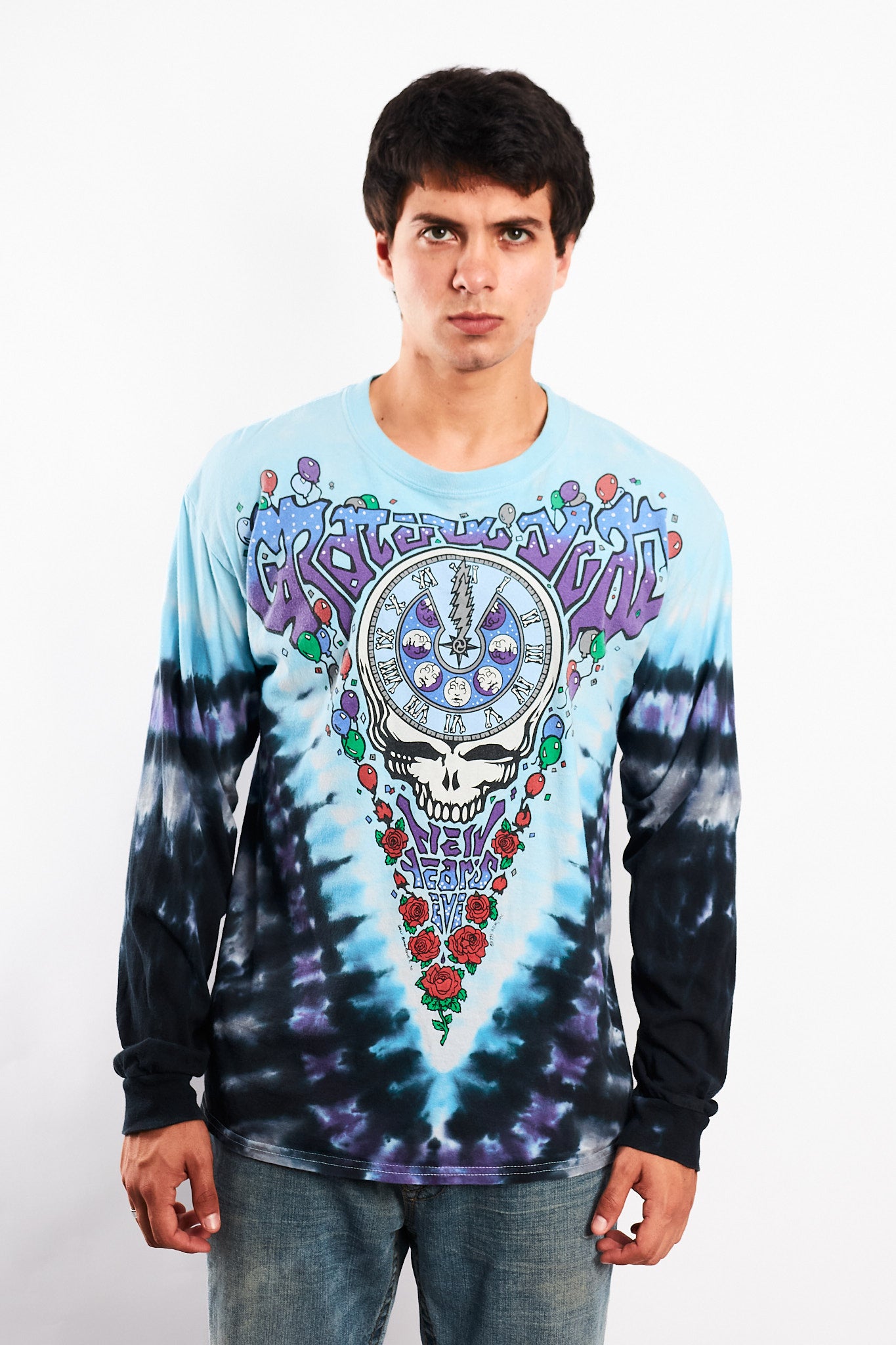 1995 Vintage Liquid Blue Grateful Dead NYE 1990 Tie Dye Longsleeve (M/L)