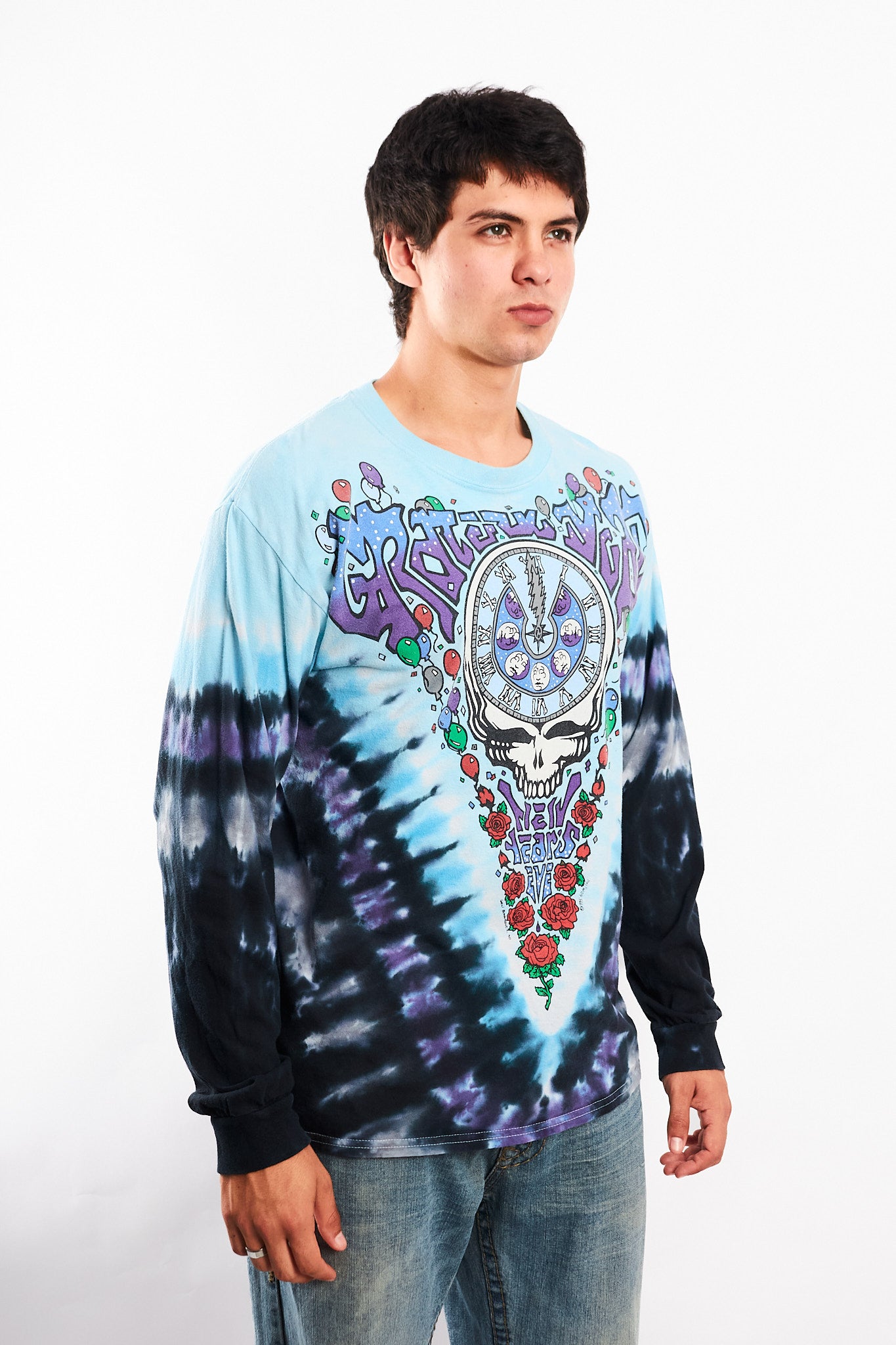 1995 Vintage Liquid Blue Grateful Dead NYE 1990 Tie Dye Longsleeve (M/L)