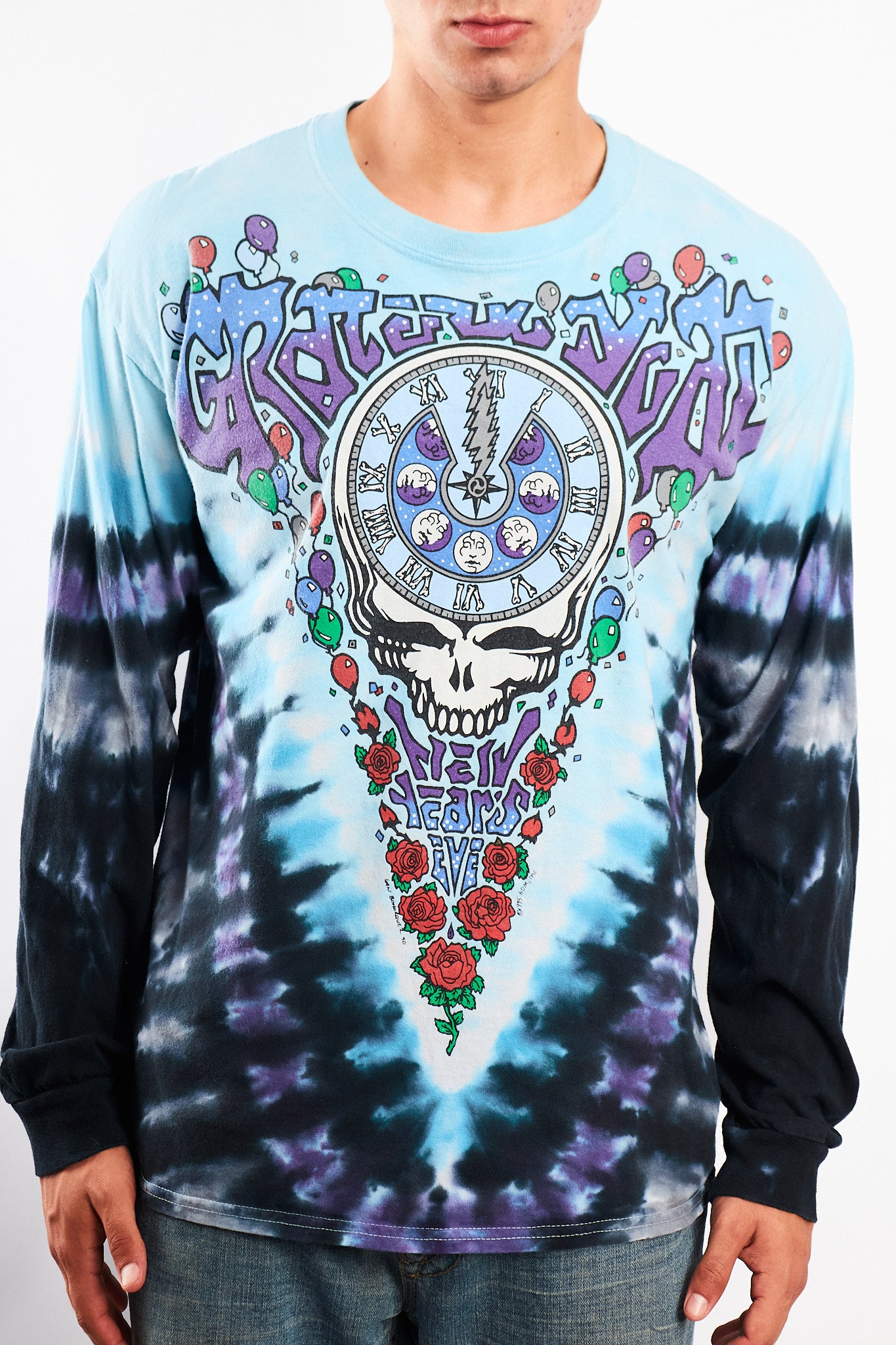 1995 Vintage Liquid Blue Grateful Dead NYE 1990 Tie Dye Longsleeve (M/L)