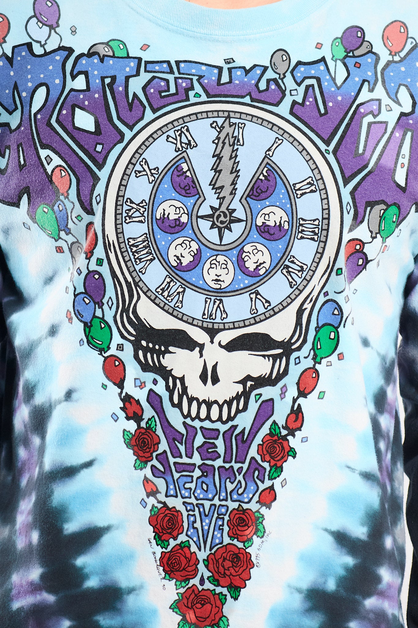 1995 Vintage Liquid Blue Grateful Dead NYE 1990 Tie Dye Longsleeve (M/L)