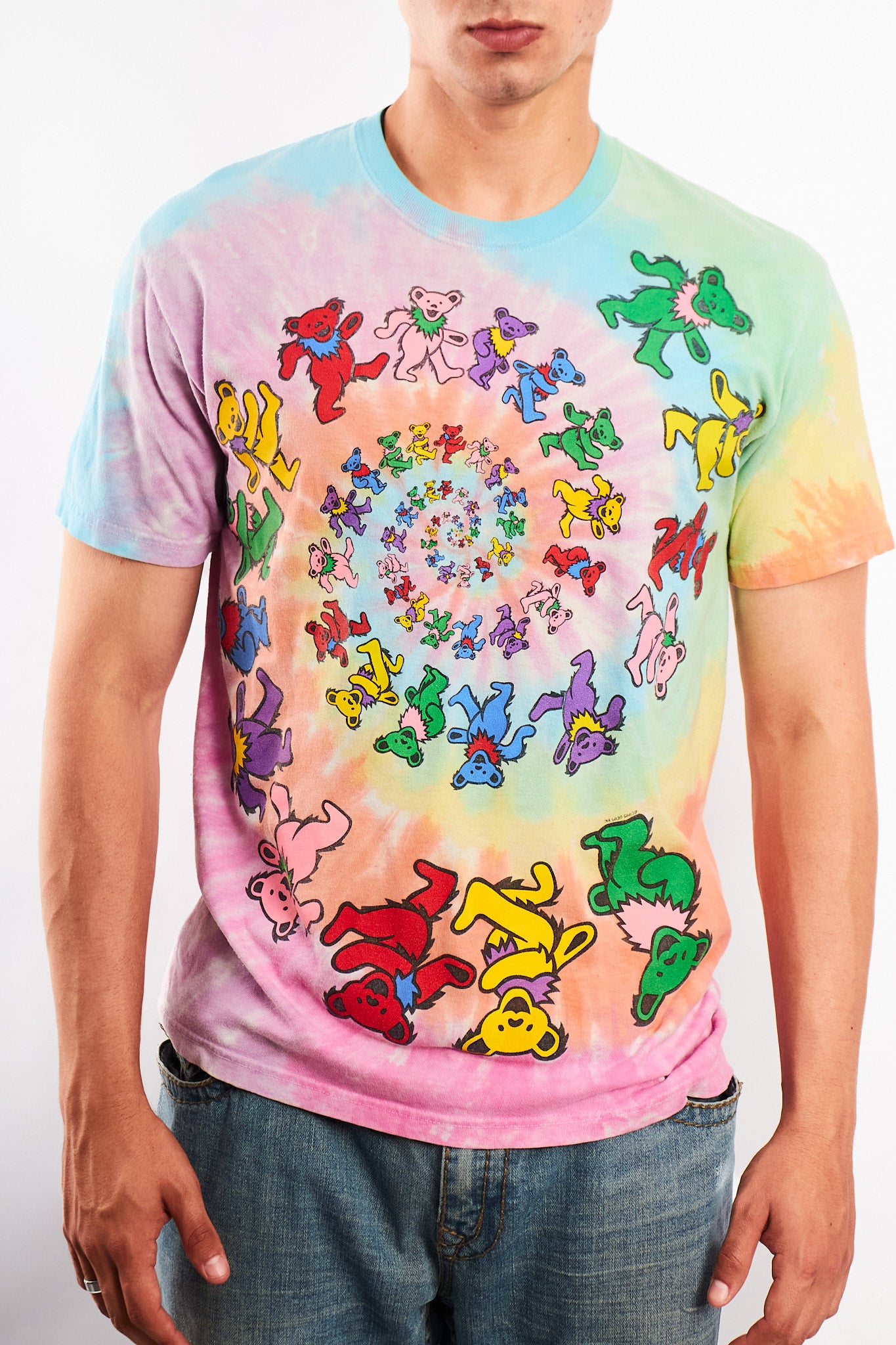 1995 Vintage Liquid Blue Grateful Dead Dancing Bears Tie Dye T-shirt (M)