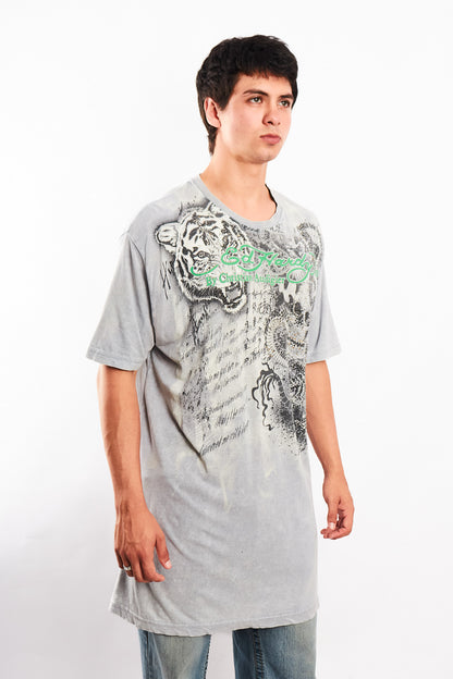 Y2K Vintage Ed Hary by Christian Audigier Rhinestone Graphic T-shirt (L/XL)
