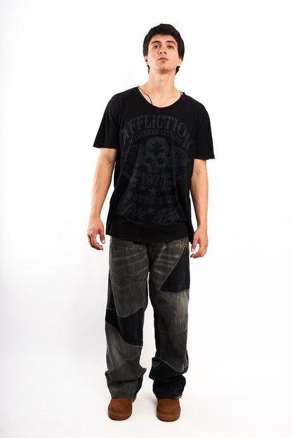 Y2K Vintage Affliction Skull Wings T-shirt (L/XL)