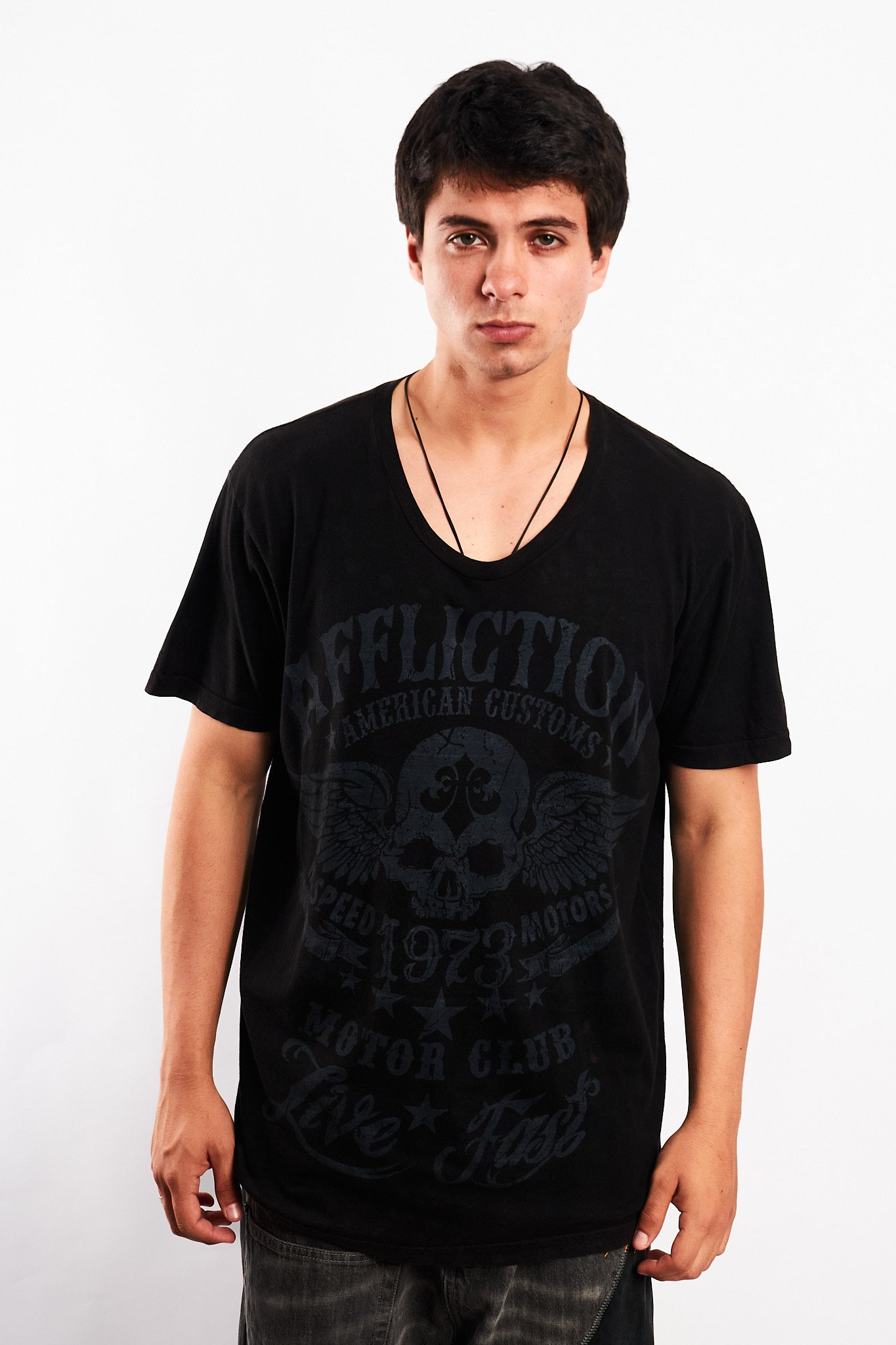 Y2K Vintage Affliction Skull Wings T-shirt (L/XL)