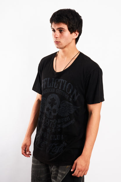 Y2K Vintage Affliction Skull Wings T-shirt (L/XL)