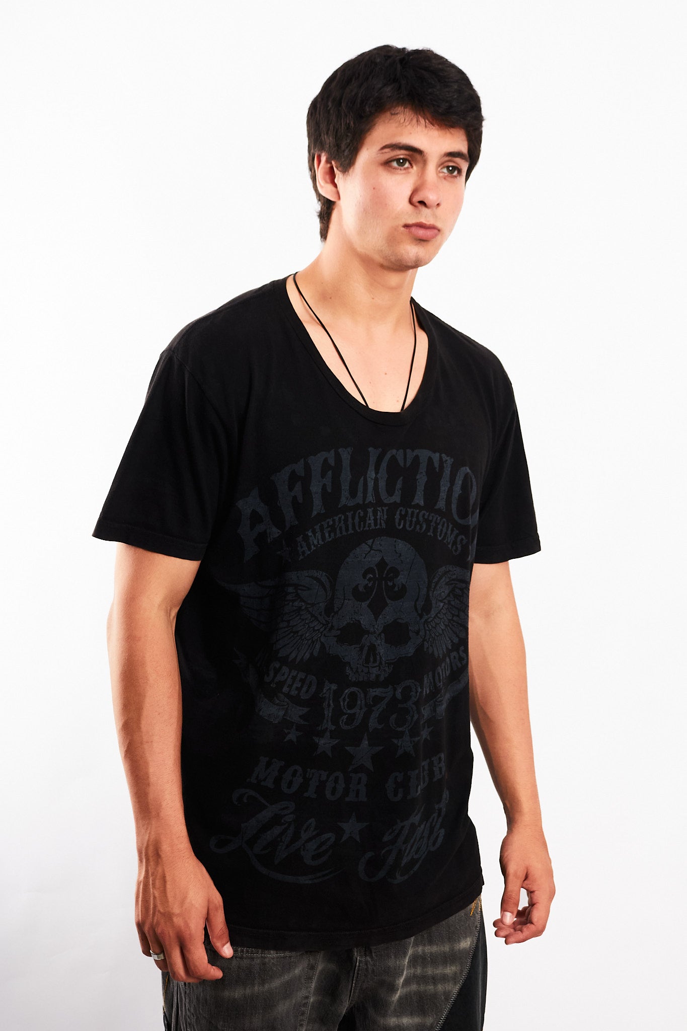 Y2K Vintage Affliction Skull Wings T-shirt (L/XL)