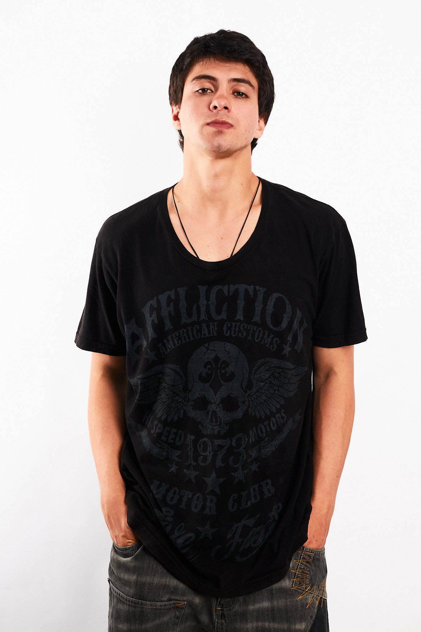 Y2K Vintage Affliction Skull Wings T-shirt (L/XL)