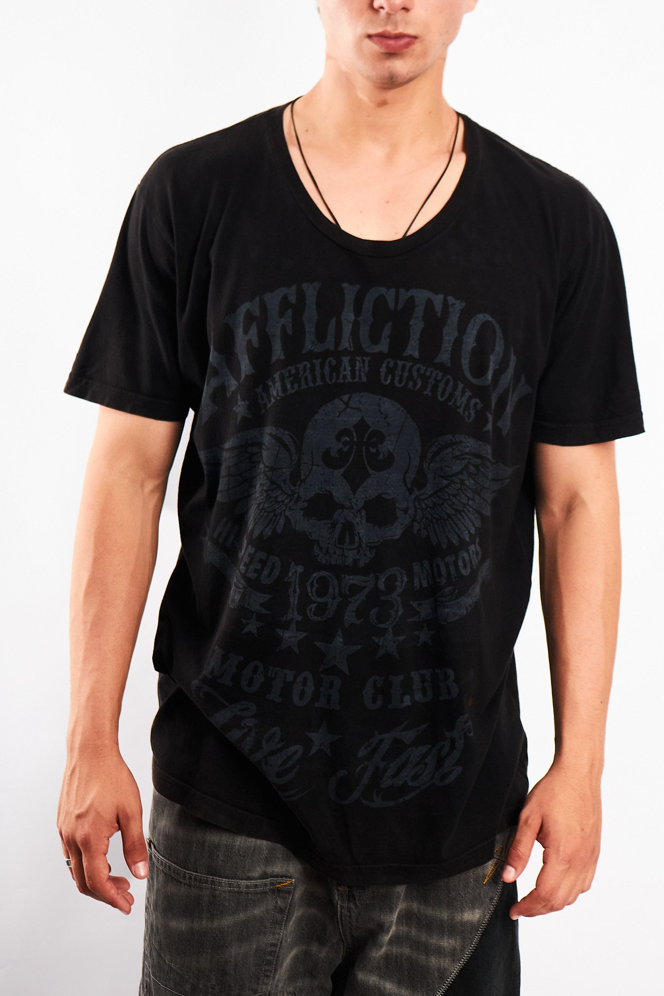 Y2K Vintage Affliction Skull Wings T-shirt (L/XL)